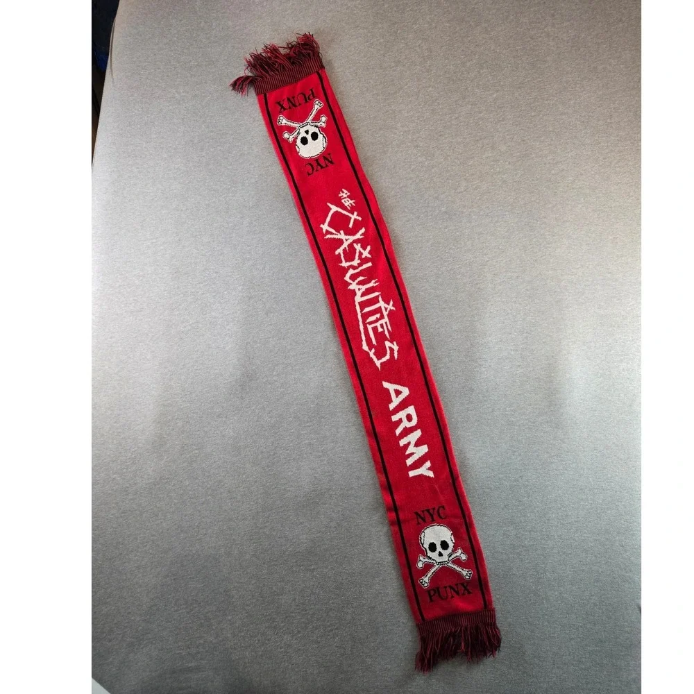 The Casualties Scarf Red Army NYC Punx Unisex OS Red Skull Punk‎ Rock Band Knit